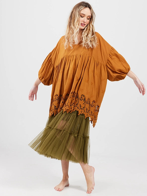 Women's - French Smock Rust-Shirt-Dress Forum-OS-Rust-Urbanheer