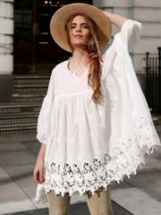 Women's - French Smock-Shirt-Dress Forum-White-OS-Urbanheer