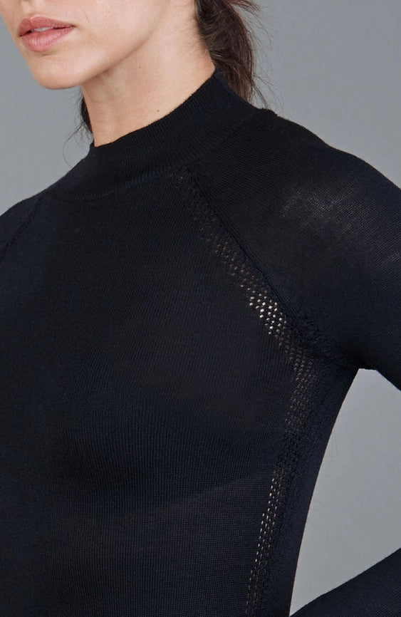 Womens Heavyweight Merino Activewear High Neck Top-Top-Paul James Knitwear-XS-Black-Urbanheer