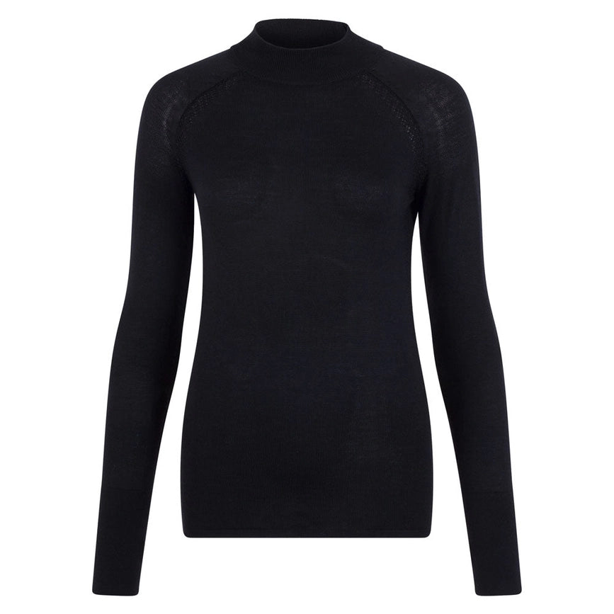 Womens Heavyweight Merino Activewear High Neck Top-Top-Paul James Knitwear-XS-Black-Urbanheer