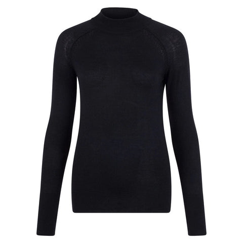 Womens Heavyweight Merino Activewear High Neck Top-Top-Paul James Knitwear-XS-Black-Urbanheer
