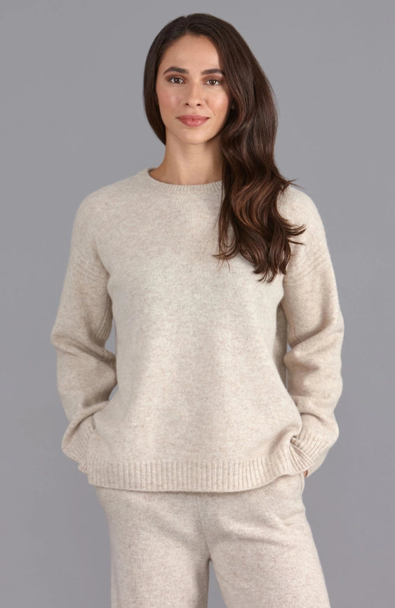 Womens Lambswool Drop Shoulder Jumper Linen-Jumper-Paul James Knitwear-S-Linen-Urbanheer