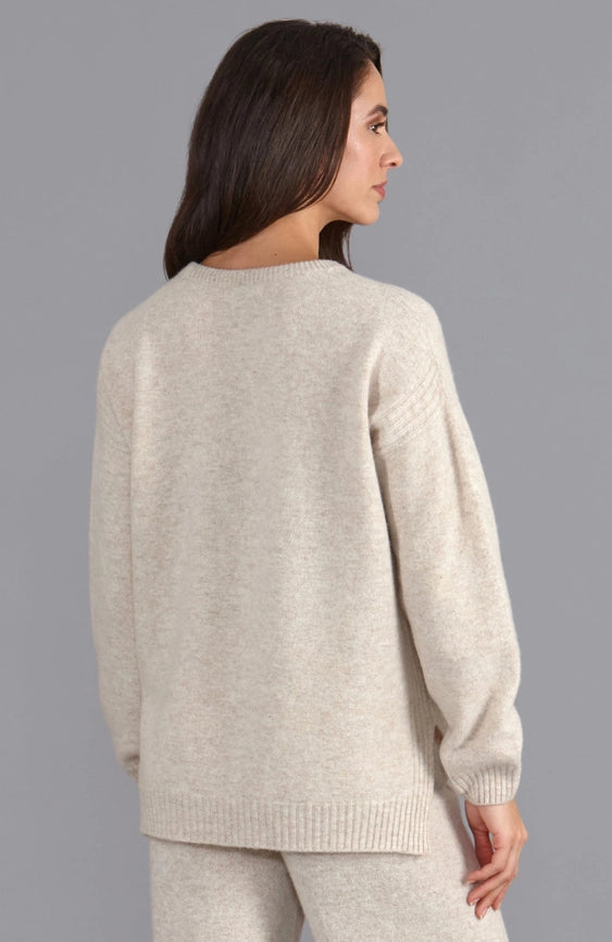 Womens Lambswool Drop Shoulder Jumper Linen-Jumper-Paul James Knitwear-S-Linen-Urbanheer