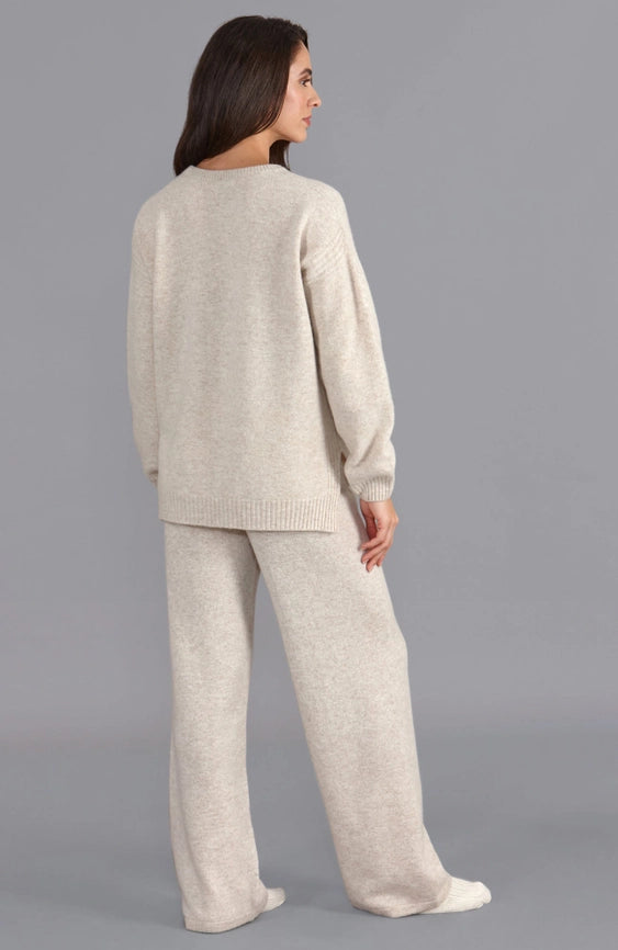 Womens Lambswool Drop Shoulder Jumper Linen-Jumper-Paul James Knitwear-S-Linen-Urbanheer