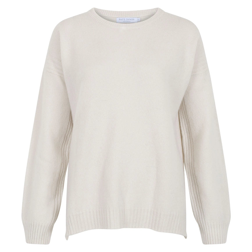 Womens Lambswool Drop Shoulder Jumper Off White-Jumper-Paul James Knitwear-S-Off White-Urbanheer