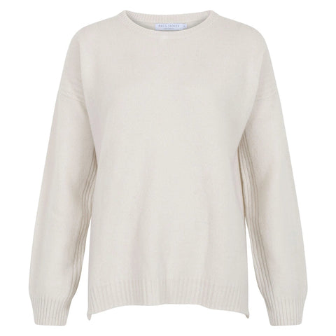 Womens Lambswool Drop Shoulder Jumper Off White-Jumper-Paul James Knitwear-S-Off White-Urbanheer