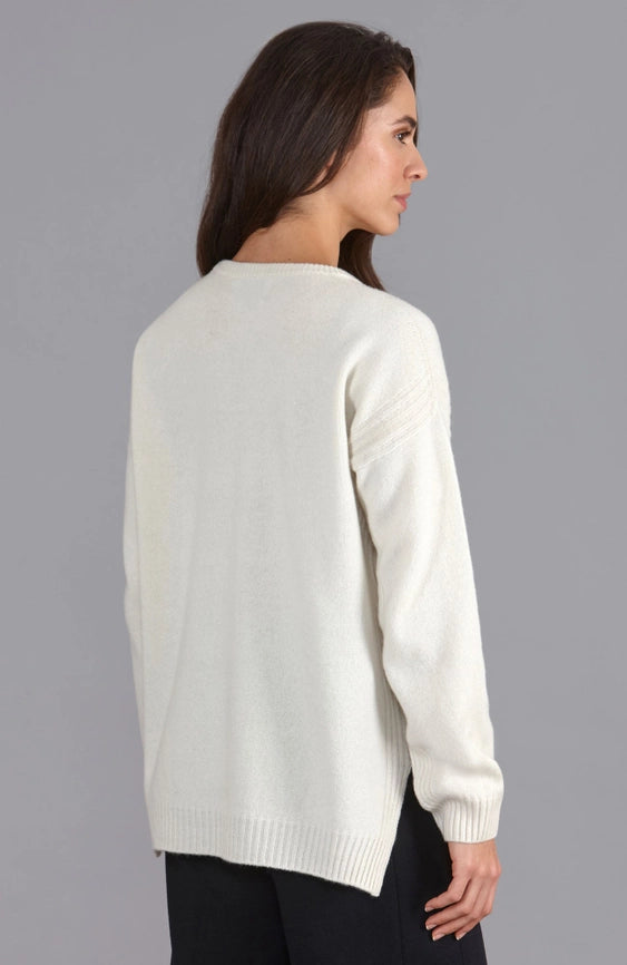 Womens Lambswool Drop Shoulder Jumper Off White-Jumper-Paul James Knitwear-S-Off White-Urbanheer