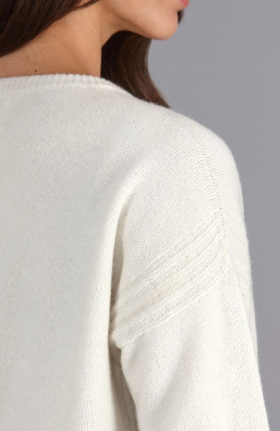 Womens Lambswool Drop Shoulder Jumper Off White-Jumper-Paul James Knitwear-S-Off White-Urbanheer