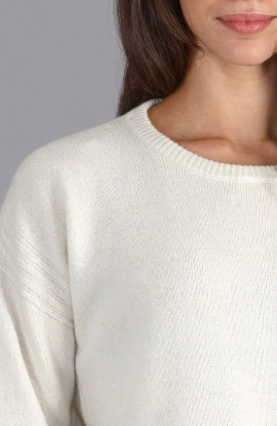 Womens Lambswool Drop Shoulder Jumper Off White-Jumper-Paul James Knitwear-S-Off White-Urbanheer