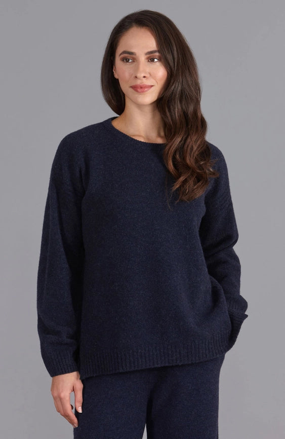 Womens Lambswool Drop Shoulder Jumper Oxford Blue-Jumper-Paul James Knitwear-S-Oxford Blue-Urbanheer
