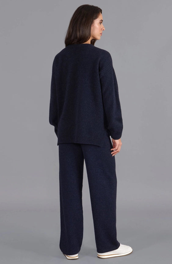 Womens Lambswool Drop Shoulder Jumper Oxford Blue-Jumper-Paul James Knitwear-S-Oxford Blue-Urbanheer