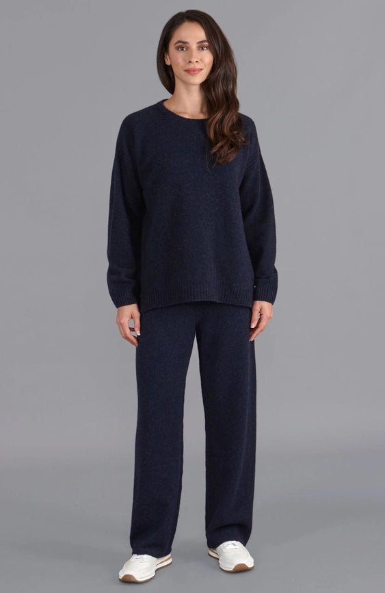 Womens Lambswool Drop Shoulder Jumper Oxford Blue-Jumper-Paul James Knitwear-S-Oxford Blue-Urbanheer
