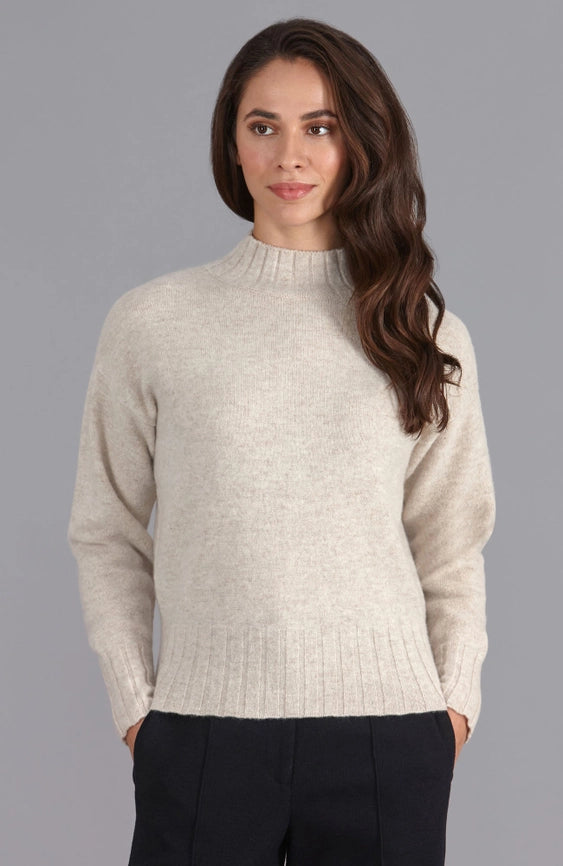 Womens Lambswool Grown On Neck Jumper Linen-Jumper-Paul James Knitwear-S-Linen-Urbanheer