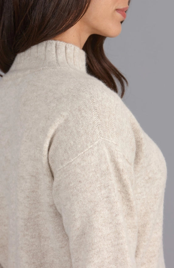 Womens Lambswool Grown On Neck Jumper Linen-Jumper-Paul James Knitwear-S-Linen-Urbanheer