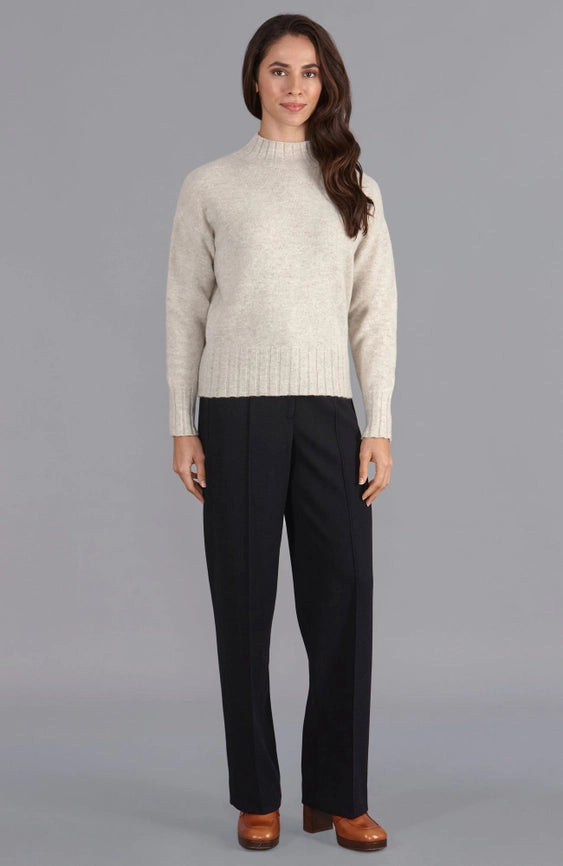 Womens Lambswool Grown On Neck Jumper Linen-Jumper-Paul James Knitwear-S-Linen-Urbanheer