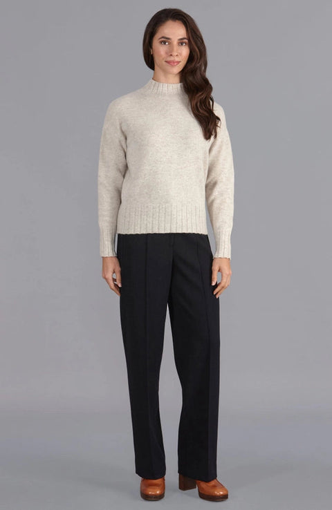 Womens Lambswool Grown On Neck Jumper Linen-Jumper-Paul James Knitwear-S-Linen-Urbanheer