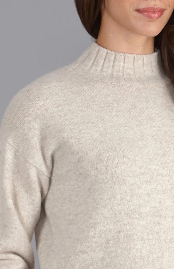 Womens Lambswool Grown On Neck Jumper Linen-Jumper-Paul James Knitwear-S-Linen-Urbanheer