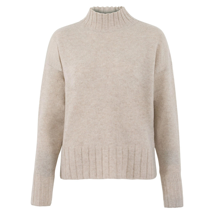 Womens Lambswool Grown On Neck Jumper Linen-Jumper-Paul James Knitwear-S-Linen-Urbanheer
