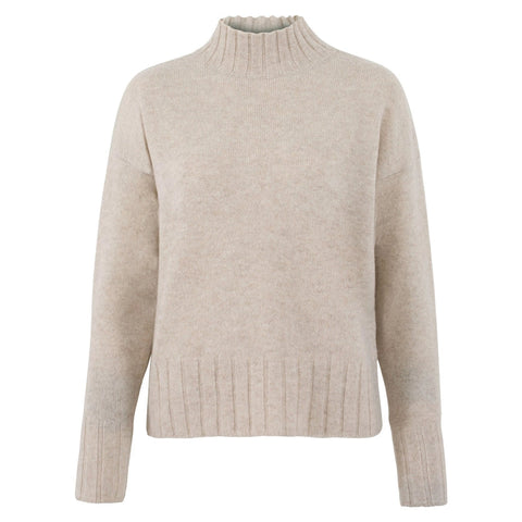 Womens Lambswool Grown On Neck Jumper Linen-Jumper-Paul James Knitwear-S-Linen-Urbanheer