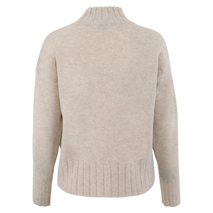 Womens Lambswool Grown On Neck Jumper Linen-Jumper-Paul James Knitwear-S-Linen-Urbanheer