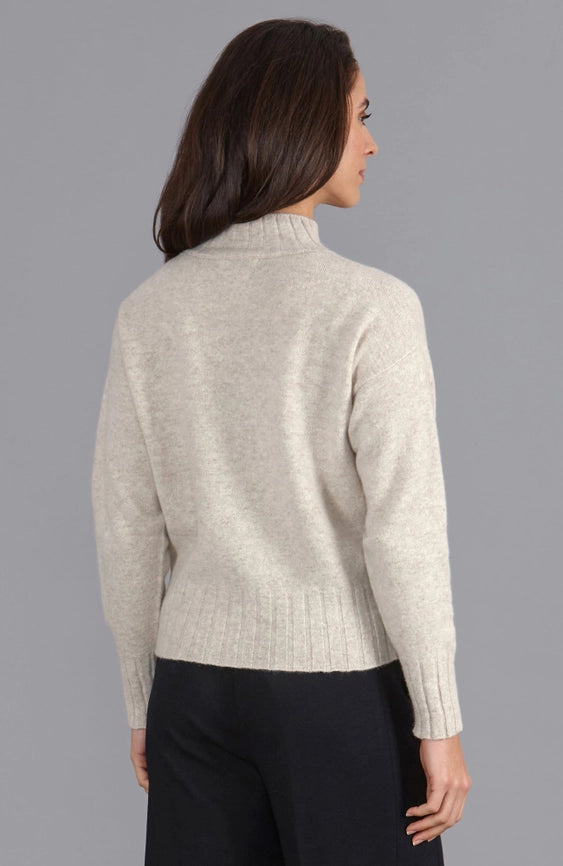 Womens Lambswool Grown On Neck Jumper Linen-Jumper-Paul James Knitwear-S-Linen-Urbanheer