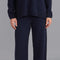 Womens Lambswool Knitted Trousers Oxford Blue-Trousers-Paul James Knitwear-S-Regular-Urbanheer