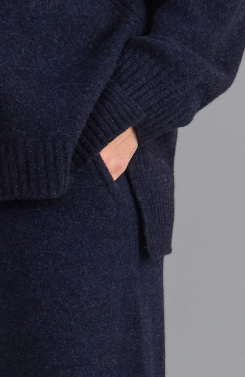 Womens Lambswool Knitted Trousers Oxford Blue-Trousers-Paul James Knitwear-S-Regular-Urbanheer