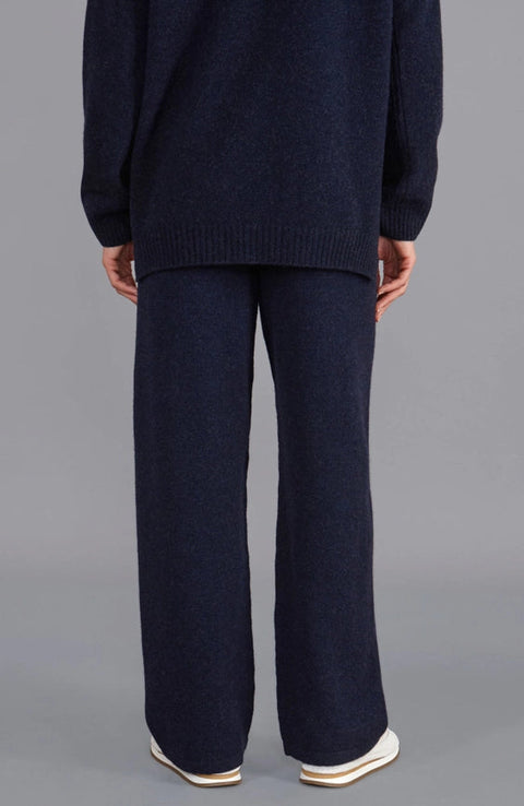 Womens Lambswool Knitted Trousers Oxford Blue-Trousers-Paul James Knitwear-S-Regular-Urbanheer