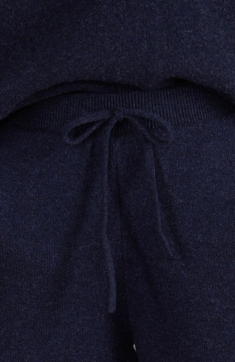 Womens Lambswool Knitted Trousers Oxford Blue-Trousers-Paul James Knitwear-S-Regular-Urbanheer