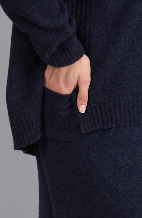 Womens Lambswool Knitted Trousers Oxford Blue-Trousers-Paul James Knitwear-S-Regular-Urbanheer