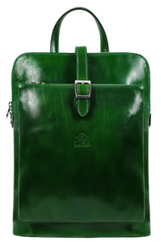 Women's Leather Backpack, Convertible Bag - Emma-Backpacks-Time Resistance-11.4 x 4.7 x 10.2 in (29 x 12 x 26 cm-Green-Urbanheer