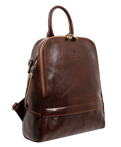 Womens Leather Backpack Convertible Bag - Regeneration-Backpacks-Time Resistance-10.6 x 4.3 x 12.6 in (27 x 11 x 32 cm)-Brown-Urbanheer