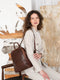 Womens Leather Backpack Convertible Bag - Regeneration-Backpacks-Time Resistance-10.6 x 4.3 x 12.6 in (27 x 11 x 32 cm)-Brown-Urbanheer