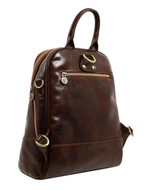 Womens Leather Backpack Convertible Bag - Regeneration-Backpacks-Time Resistance-10.6 x 4.3 x 12.6 in (27 x 11 x 32 cm)-Brown-Urbanheer