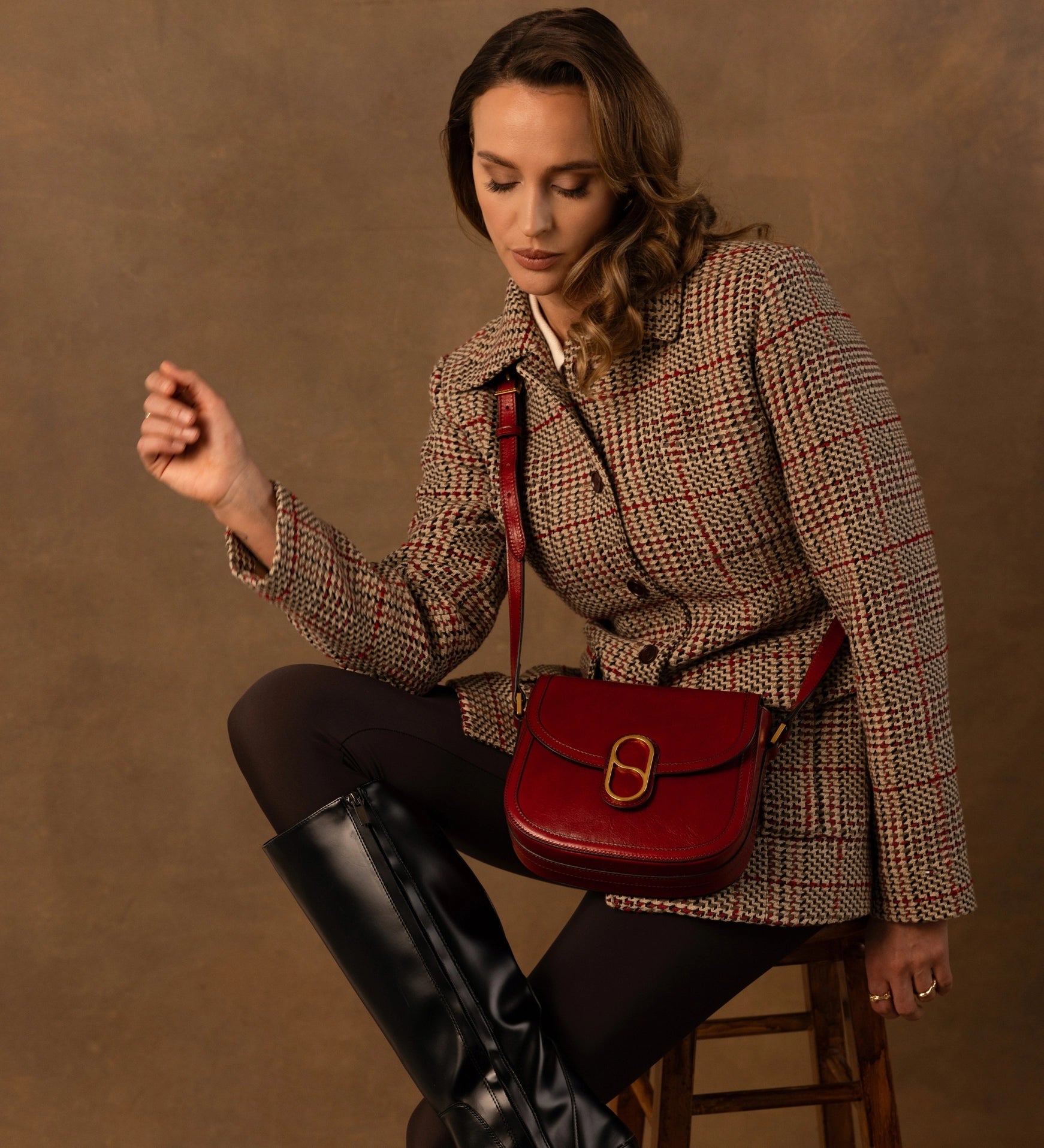 Women's Leather Saddle Bag Crossbody Bag - Villette