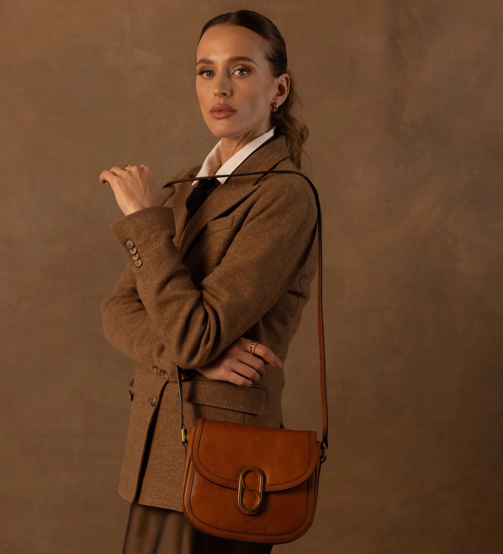 Women's Leather Saddle Bag Crossbody Bag - Villette