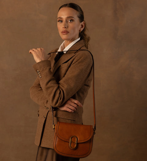 Women's Leather Saddle Bag Crossbody Bag - Villette