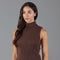 Womens Lightweight 100% Cotton Roll Neck Sleeveless Jumper-Tank Top-Paul James Knitwear-M-Hazelnut-Urbanheer