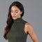 Womens Lightweight 100% Cotton Roll Neck Sleeveless Jumper-Tank Top-Paul James Knitwear-M-Khaki-Urbanheer