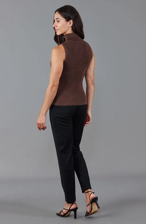 Womens Lightweight 100% Cotton Roll Neck Sleeveless Jumper-Tank Top-Paul James Knitwear-M-Khaki-Urbanheer