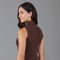 Womens Lightweight 100% Cotton Roll Neck Sleeveless Jumper-Tank Top-Paul James Knitwear-M-Khaki-Urbanheer