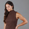 Womens Lightweight 100% Cotton Roll Neck Sleeveless Jumper-Tank Top-Paul James Knitwear-M-Khaki-Urbanheer