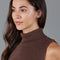 Womens Lightweight 100% Cotton Roll Neck Sleeveless Jumper-Tank Top-Paul James Knitwear-M-Khaki-Urbanheer