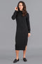 Womens Lightweight Cotton Mock Neck Dress-Dress-Paul James Knitwear-S-Black-Urbanheer