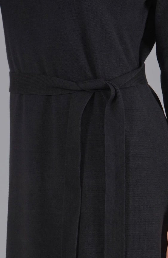 Womens Lightweight Cotton Mock Neck Dress-Dress-Paul James Knitwear-S-Black-Urbanheer