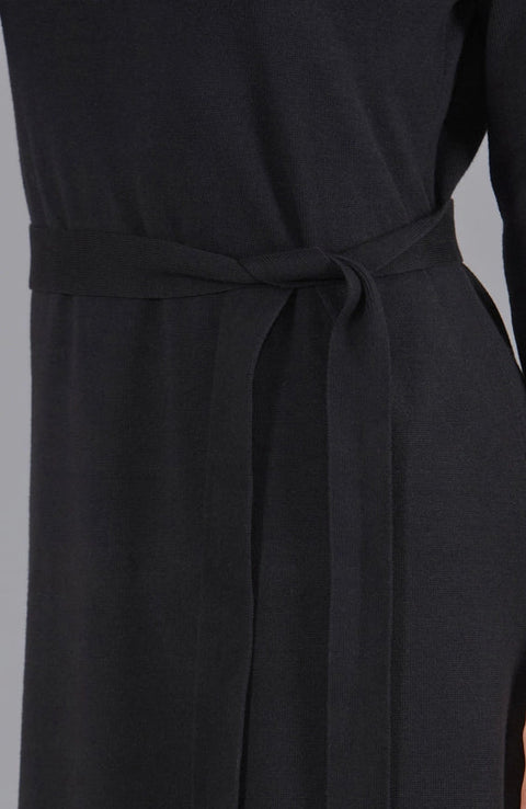 Womens Lightweight Cotton Mock Neck Dress-Dress-Paul James Knitwear-S-Black-Urbanheer