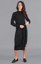Womens Lightweight Cotton Mock Neck Dress-Dress-Paul James Knitwear-S-Black-Urbanheer