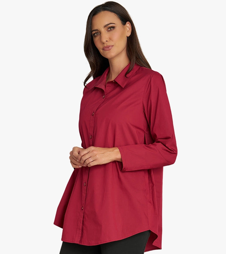 Women's Long Sleeve A-Line Button Front Prime Time Tunic BEET-Tunic-Stella Carakasi-XS-BEET-Urbanheer