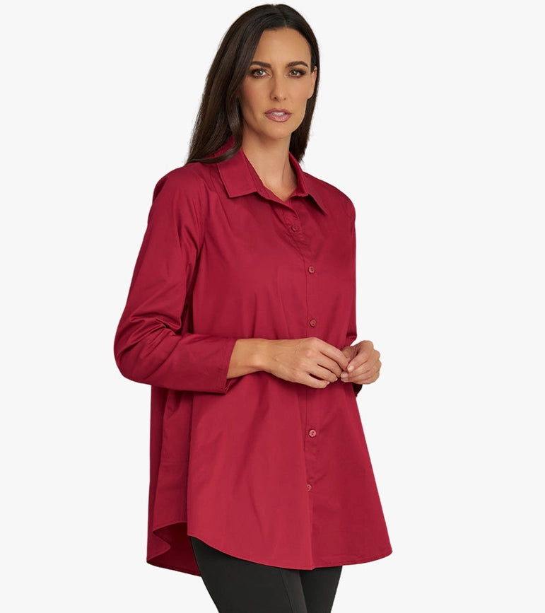 Women's Long Sleeve A-Line Button Front Prime Time Tunic BEET-Tunic-Stella Carakasi-XS-BEET-Urbanheer
