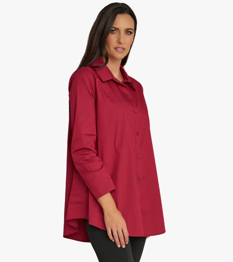 Women's Long Sleeve A-Line Button Front Prime Time Tunic BEET-Tunic-Stella Carakasi-XS-BEET-Urbanheer